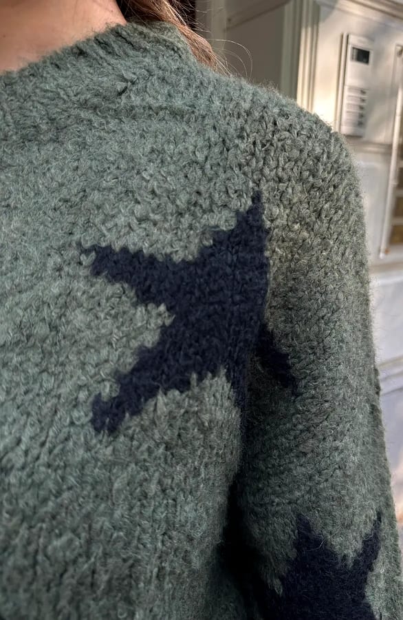 Soft Oversized Star Sweater Army – truien, foto 5
