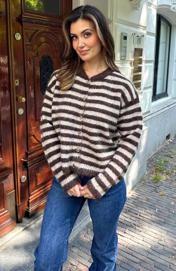 Soft Stripe Cardigan Choco Heart – vesten, foto 3