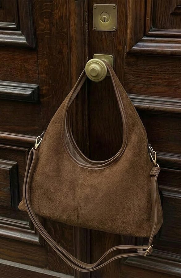 Suedine Bag Hobo Look Choco