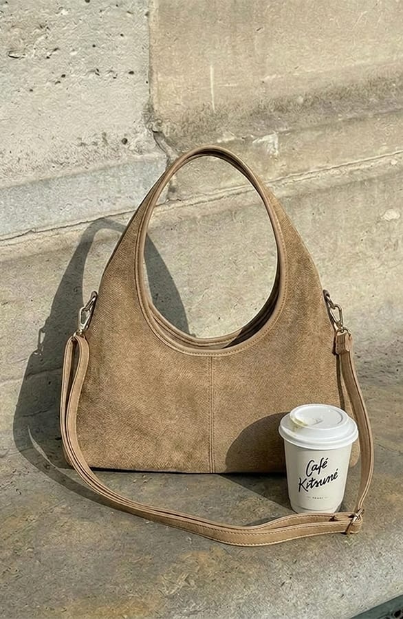 Suedine Bag Hobo Look Dark Beige – alle accessoires, foto 3