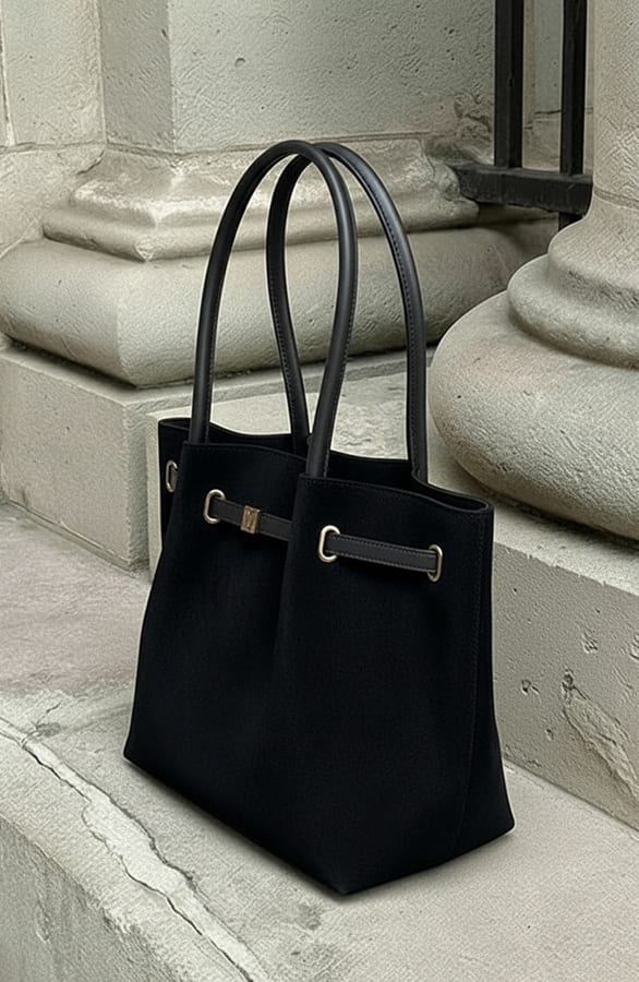 Suedine Handtas Met Gespdetail Zwart – alle accessoires, foto 2