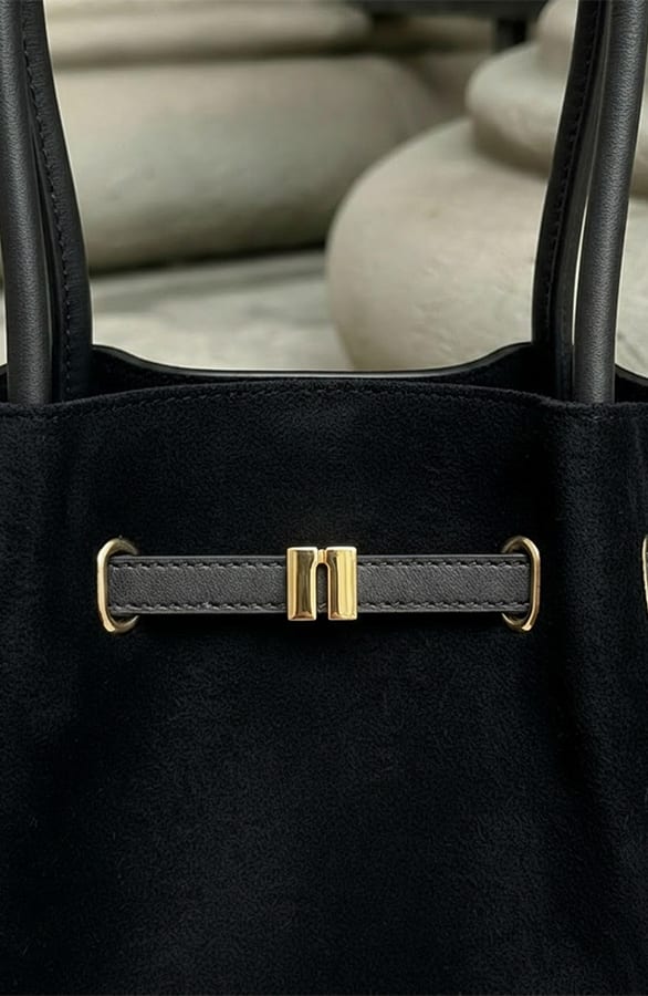 Suedine Handtas Met Gespdetail Zwart – alle accessoires, foto 3