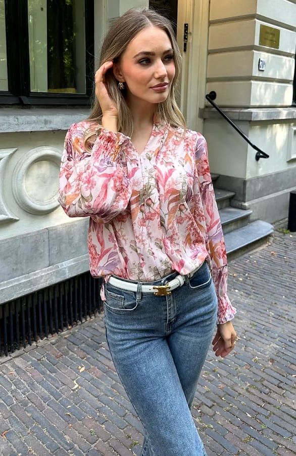 V-Ausschnitt Bluse Botanisch Dust Rosa, Blusen, Foto 10