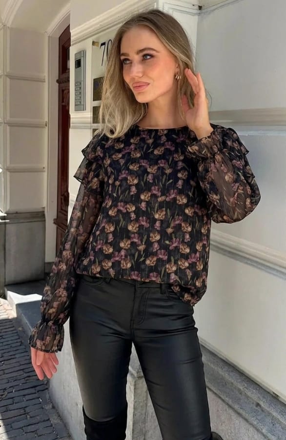 Floral Luxury Blouse Black