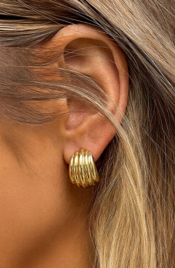 Gouden Statement Oorbellen Ribbel Design – alle accessoires, foto 2