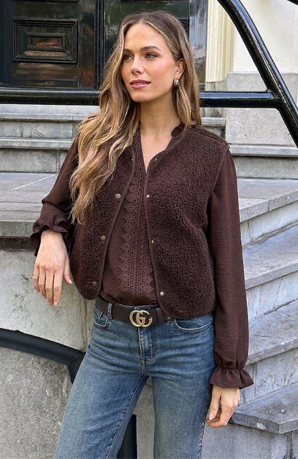 Italian Teddy Gilet Pocket Choco