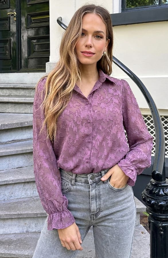 Lilly Floral Blouse Mauve – blouses, foto 4