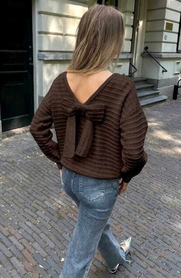 Limited Sweater Back Bow Choco – truien, foto 4