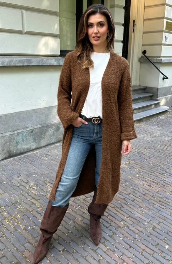 Maxi Cardigan Soft Choco – vesten, foto 3