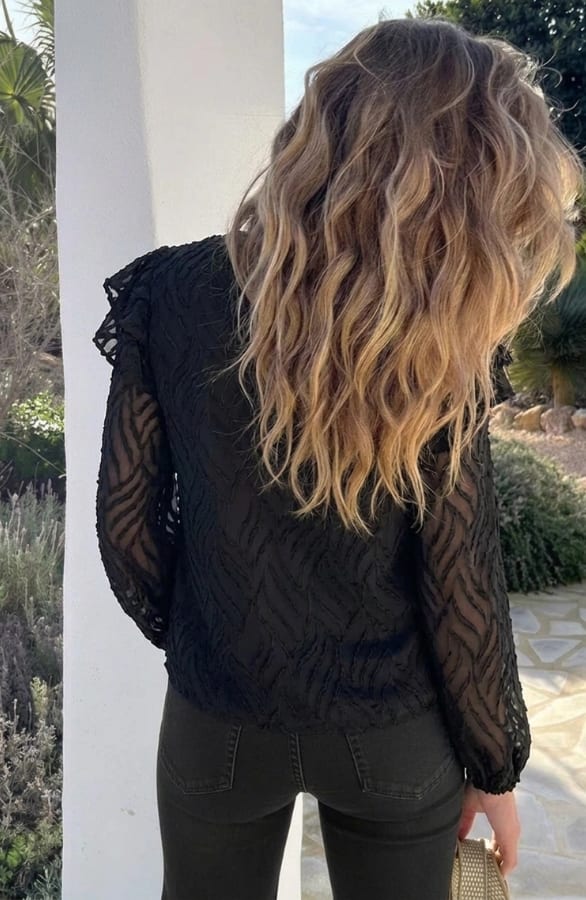 Noa Ruffle Blouse Zwart – blouses, foto 6