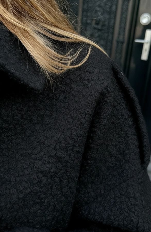 Oversized Boucle Jacket Met Rits Zwart – jassen, foto 4
