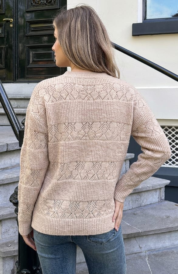 Oversized Knitted Lurex Trui Taupe – truien, foto 3