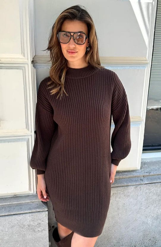 Oversized Knitted Sweater Dress Choco – jurken, foto 3
