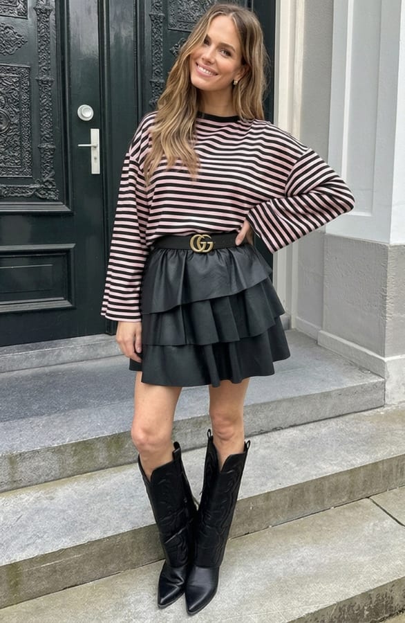 Oversized Streifen Top Baumwolle Dust Rosa Schwarz, Tops, Foto 4