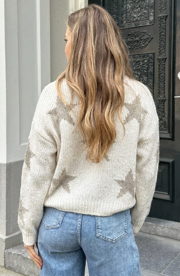 Soft Oversized Star Sweater Beige – truien, foto 5