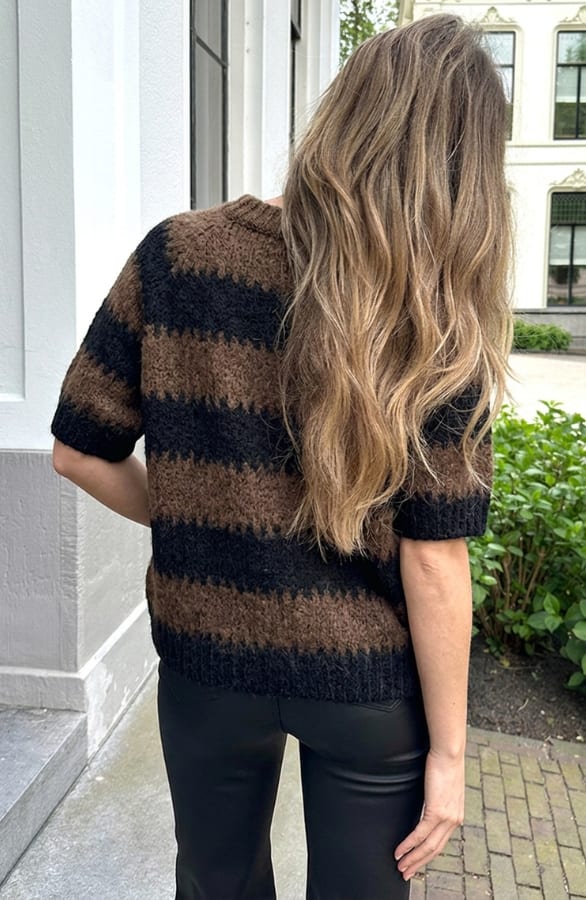 Soft Striped Sweater Zwart Choco – truien, foto 5