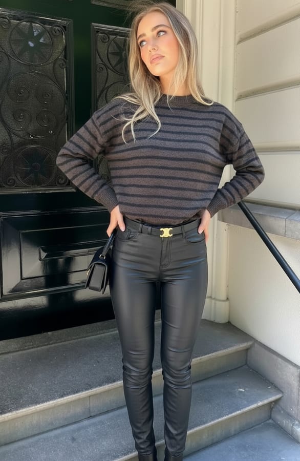 Striped Soft Sweater Choco Black – truien, foto 4