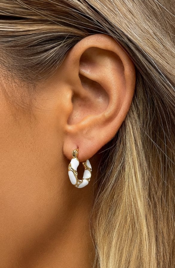 Vintage Oorbellen Gold Resin Met Strass Offwhite – alle accessoires, foto 2