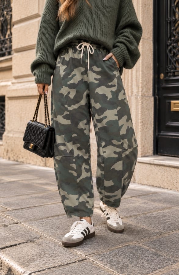 Balloon Pants Cotton Camo Army