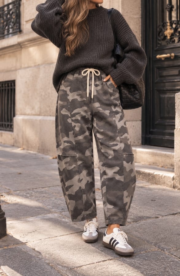 Balloon Pants Cotton Camo Grey – broeken, foto 2