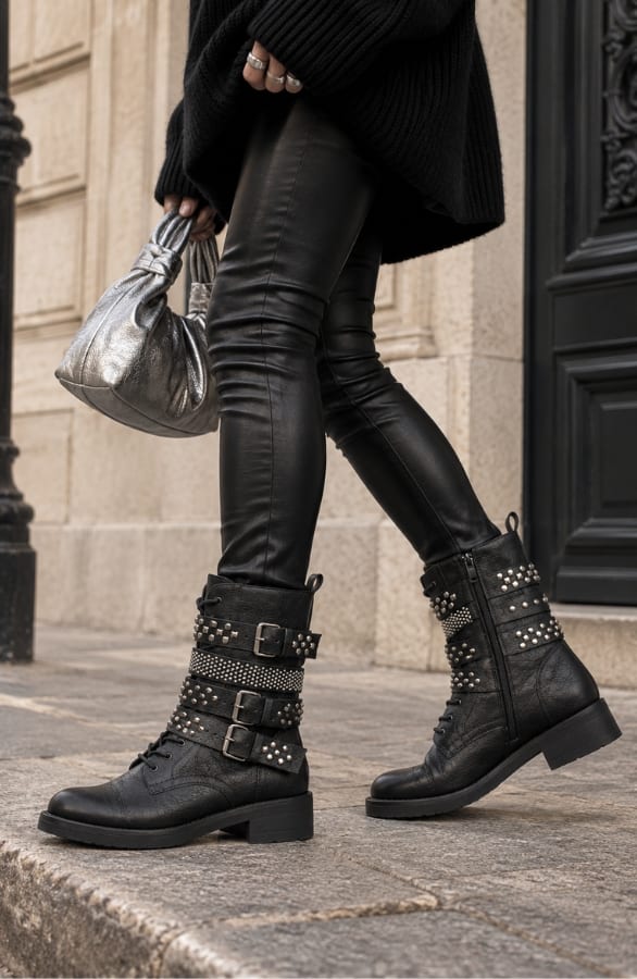 Biker Boots met Studs Zwart