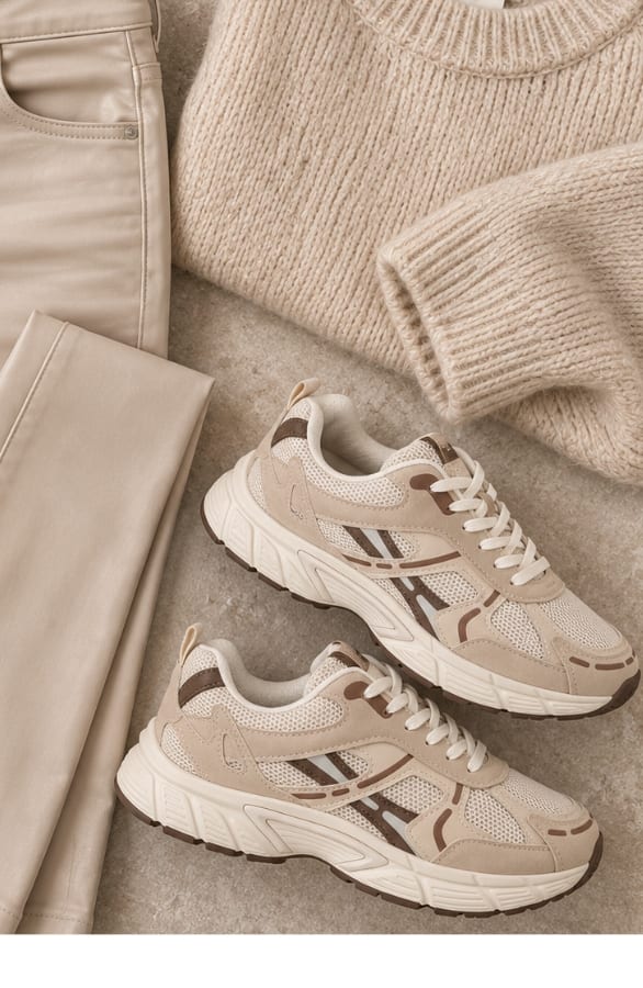 Chunky Retro Sneakers Beige – alle schoenen, foto 2