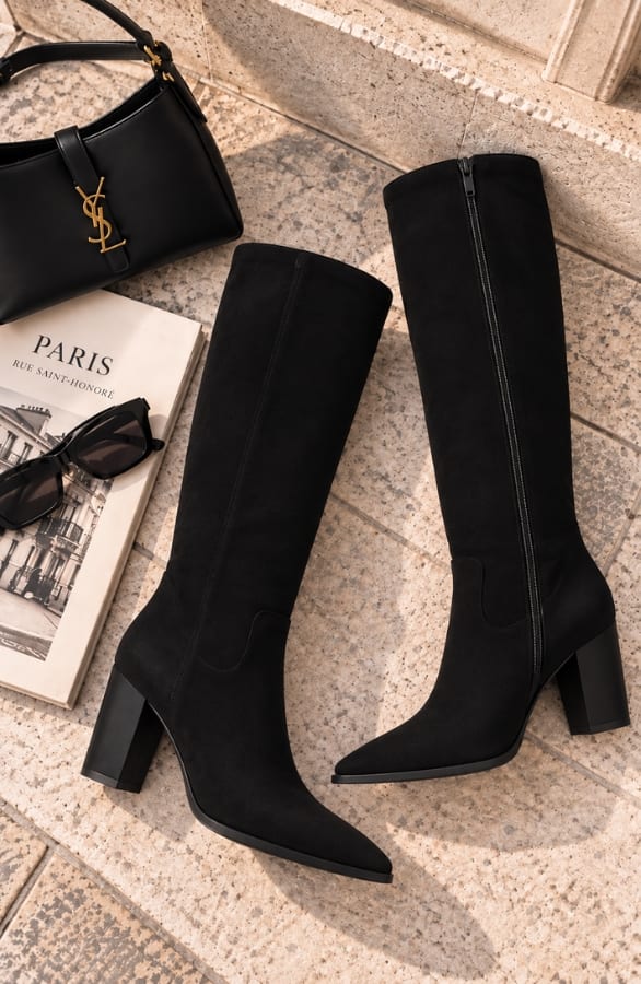 Classy Suedine Puntlaarzen Zwart – alle schoenen, foto 4