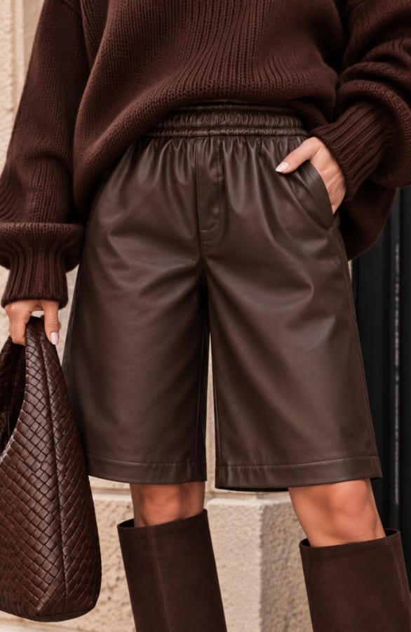 Faux Leather Bermuda Choco