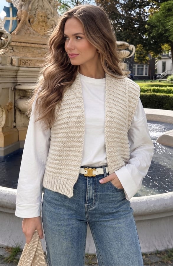 Gebreid Gilet Beige