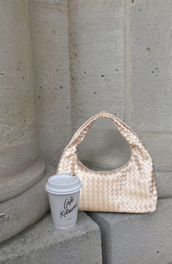 Gevlochten Schoudertas Champagne – alle accessoires, foto 2