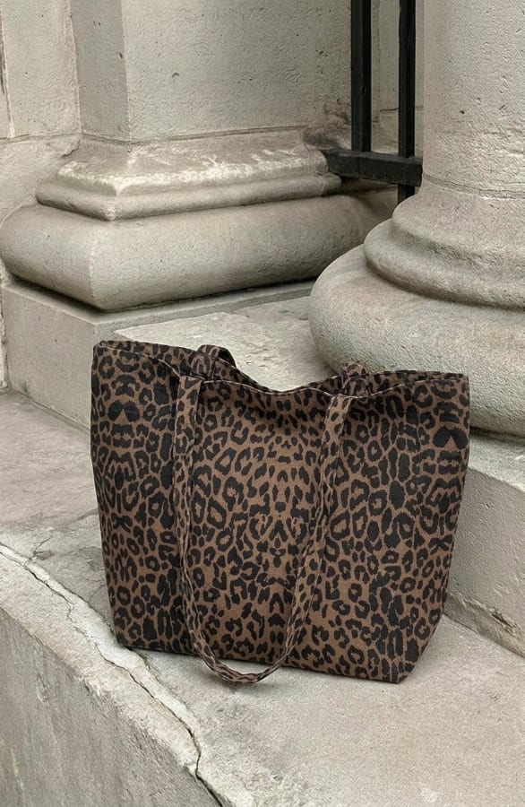Grote Leopard Shopper Cotton Brown