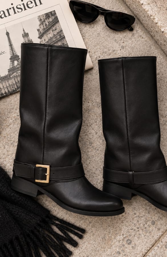 Hoge Riding Boots Met Gesp Zwart – alle schoenen, foto 2