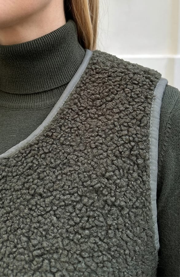 Italian Teddy Gilet Pocket Army – vesten, foto 5