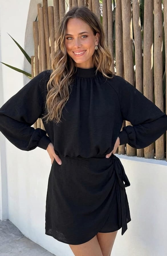 Ivy halter Playsuit Longsleeve Zwart – jumpsuits en playsuits, foto 2