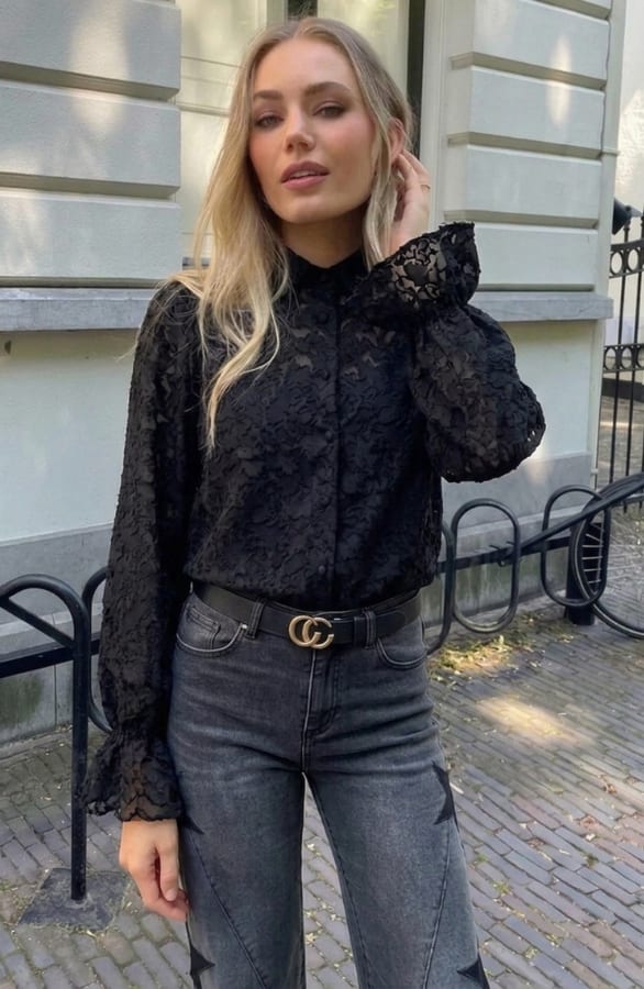 Lilly Floral Blouse Zwart – blouses, foto 3