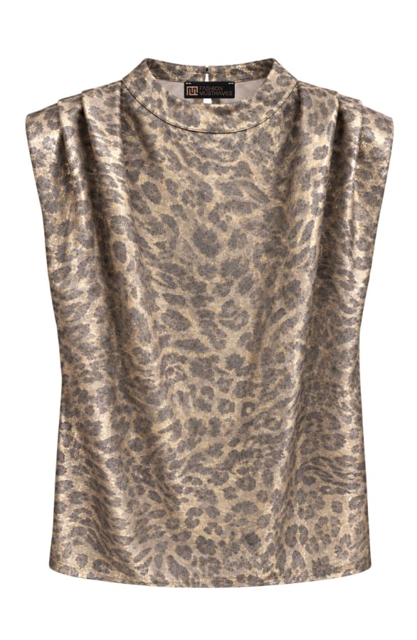 Mila Most Needed Top Metallic Leopard