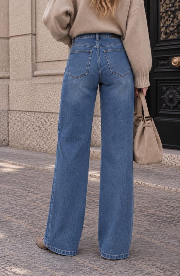 Palazzo Denim Ink Blue Stretch FMH – spijkerbroeken, foto 3