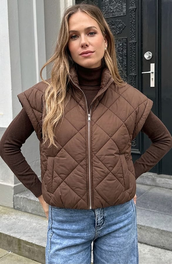 Quilted Puffer Gilet Choco – vesten, foto 2