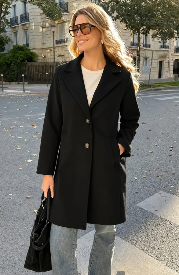 Soft Coat Met Leopard Lining Zwart – jassen, foto 3
