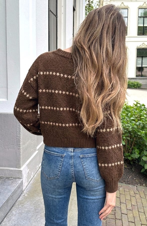 Oversized Stipjes Trui Choco – truien, foto 6