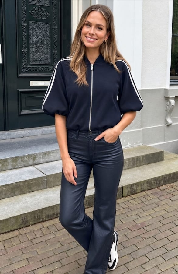 Striped Jacket Met Pofmouwen Scuba Navy – jassen, foto 4