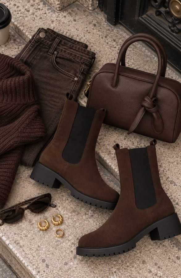 Suedine Chelsea Laarzen Choco – alle schoenen, foto 4