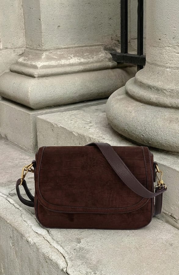Suedine Schoudertas Choco Bruin