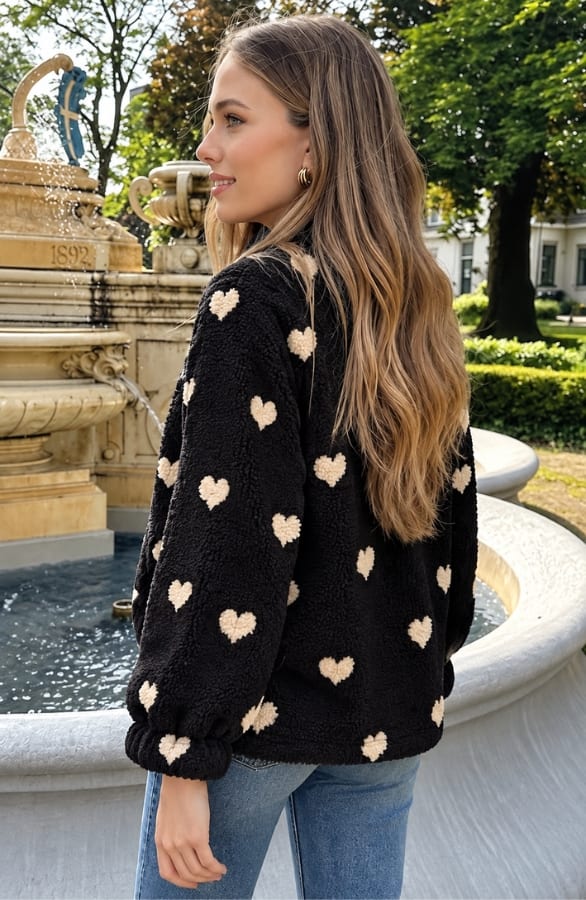 Teddy Heart Cardigan Black – vesten, foto 3