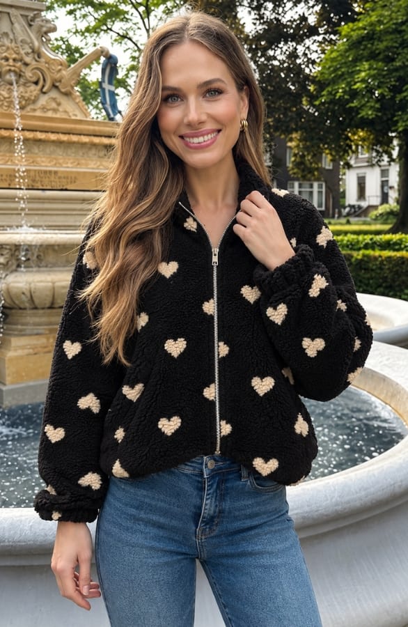 Teddy Heart Cardigan Black – vesten, foto 2