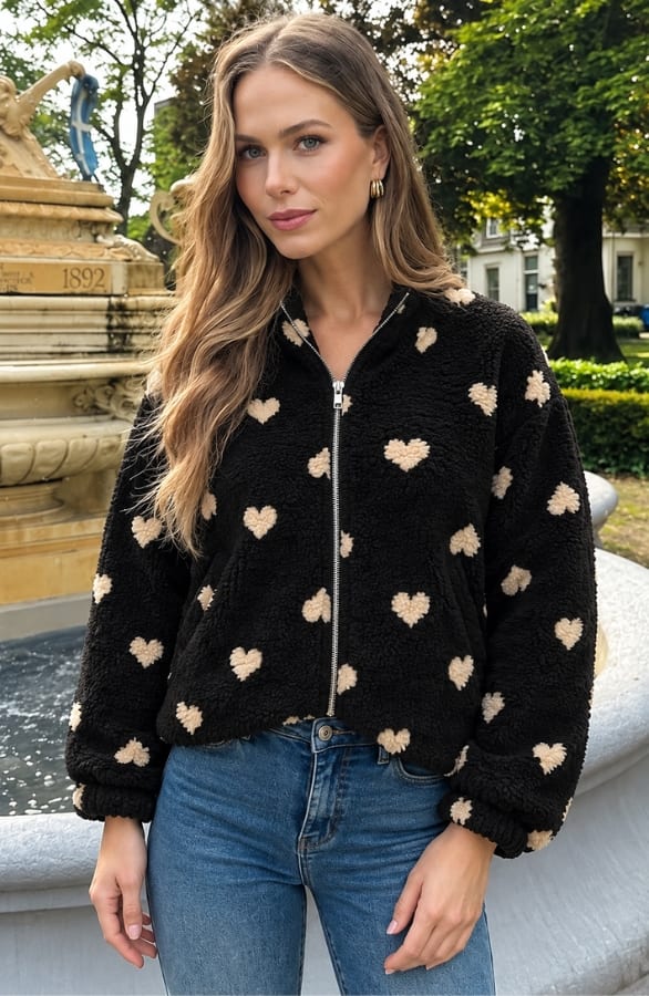 Teddy Heart Cardigan Black – vesten, foto 4