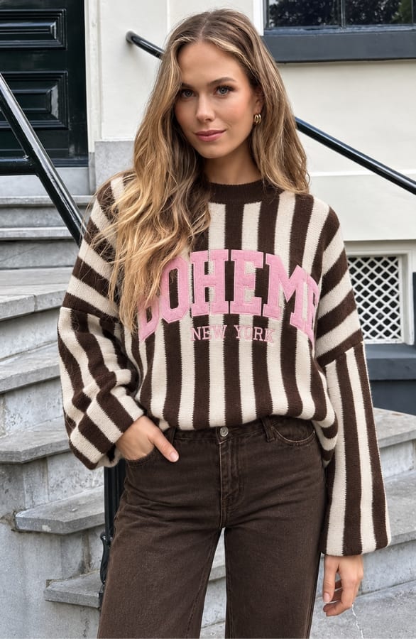 Ultra-Oversized-Strickpullover mit Streifen im Boho-Stil, Foto 3