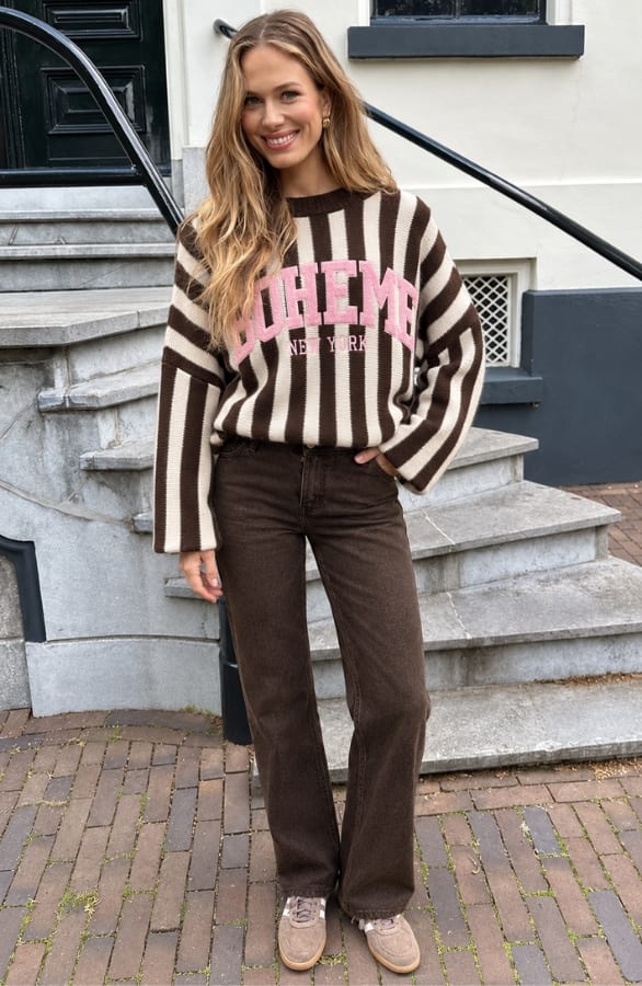 Ultra-Oversized-Strickpullover mit Streifen im Boho-Stil, Foto 4
