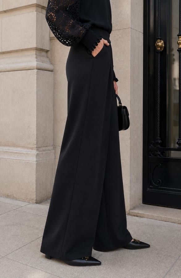 Ultra Pleated Wide Leg Pants Black – flared broeken, foto 5