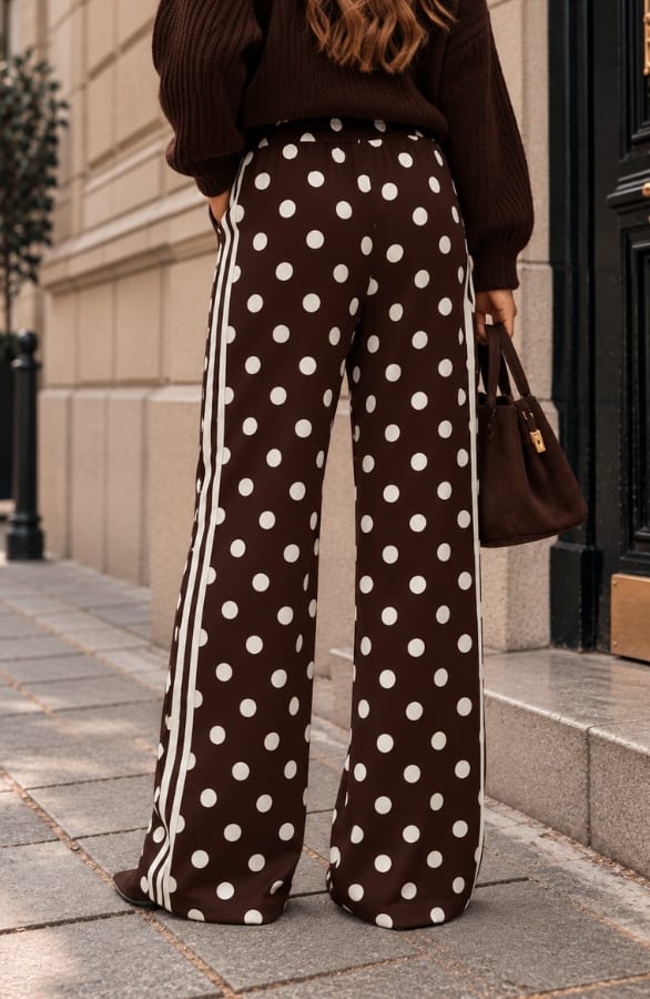 Wide Leg Bies Broek Polkadot Choco – flared broeken, foto 3